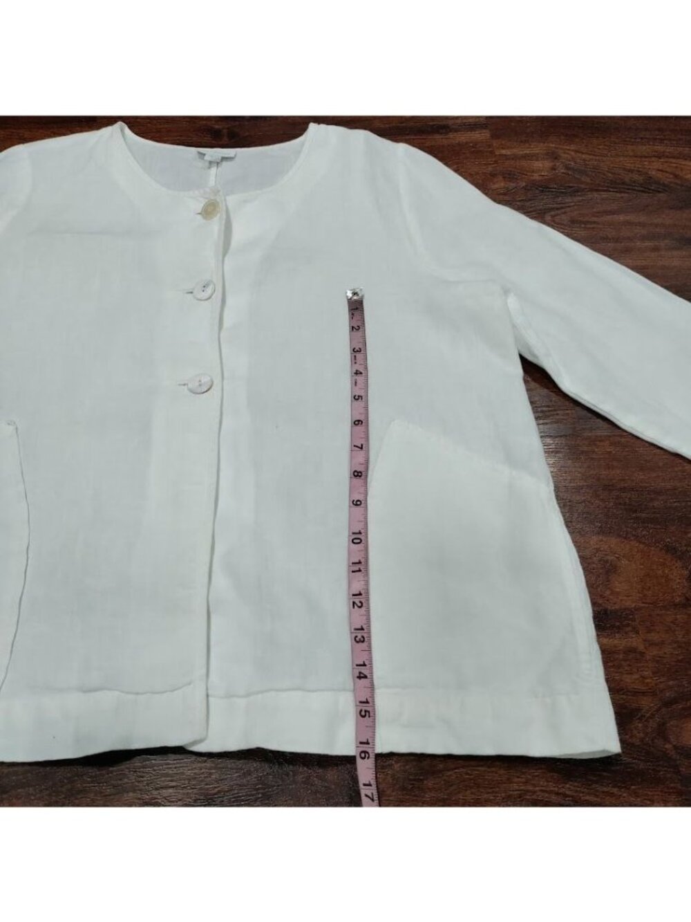 Pure Jill Linen Artsey Lagenlook Layers 100% Linen Cardigan Jacket Cream Size L - Picture 10 of 13